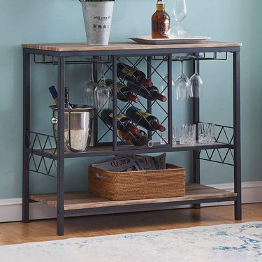 Mickie Industrial Wine Rack Table